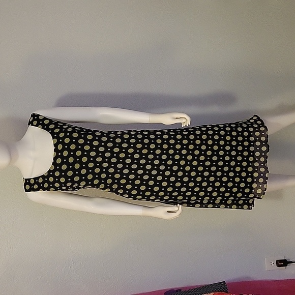 VTG DANA KAY Retro 1940s Green Polka Dot Chiffon Overlay Sleeveless Sheath Dress - Picture 3 of 10